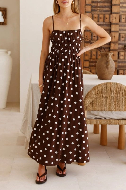 brown spaghetti strap maxi dress I Wanna Go Maxi Dress Brown / Large