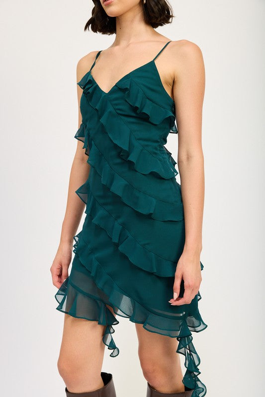 Asymmetrical Ruffle Mini Dress Asymmetrical Ruffle Mini Dress