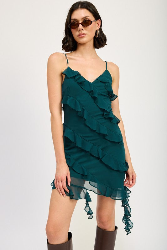 Asymmetrical Ruffle Mini Dress Asymmetrical Ruffle Mini Dress