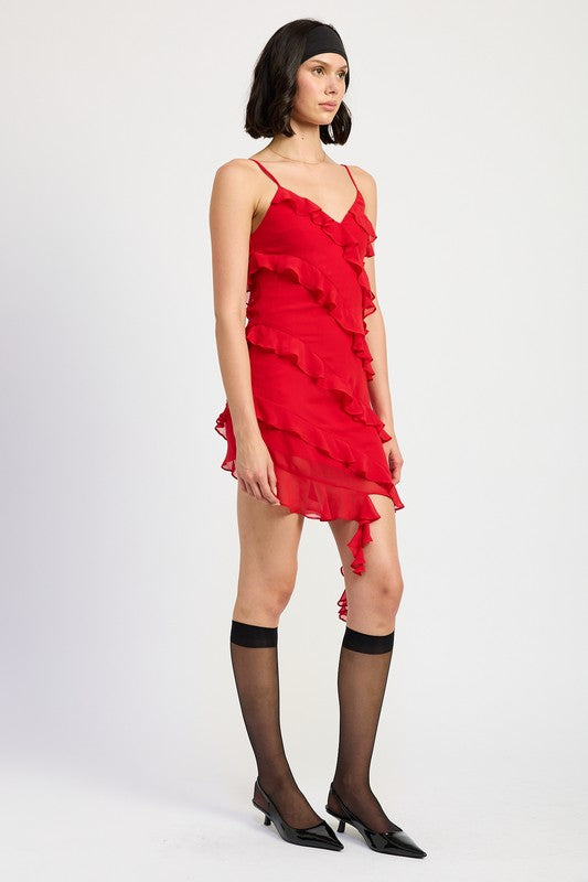 Asymmetrical Ruffle Mini Dress Asymmetrical Ruffle Mini Dress