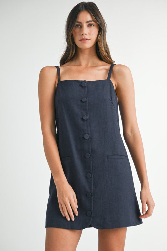 Back To Back Linen Dress SMALL / NAVY Back To Back Linen Dress SMALL / NAVY