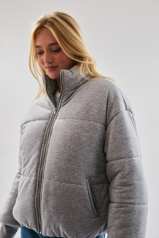 Open Arms Jersey Puffer Jacket