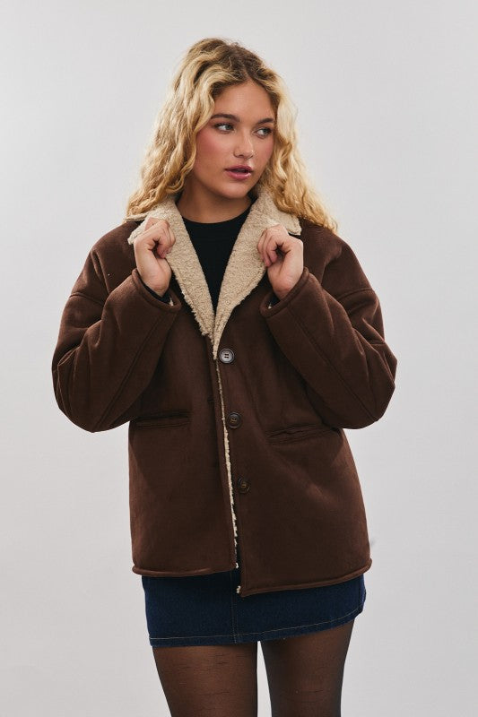 Snuggle Up Suede Shearling Jacket