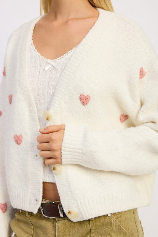 yuyu bibiy.heart  cardigan White 箱入り！ Yimoon Women's Valentines Heart Cardigan Sweater Cute Cropped Knit