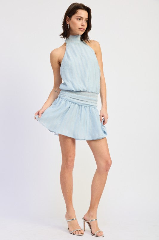 Bluest Flame Halter Mini Dress