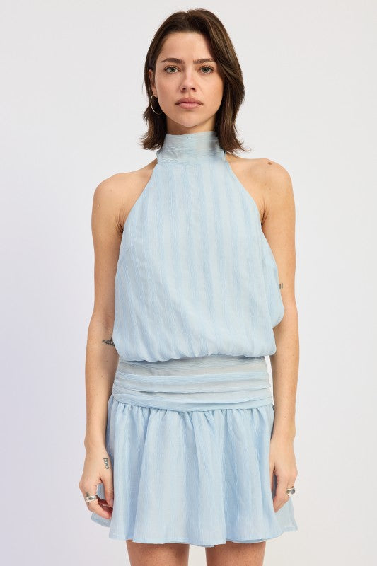 Bluest Flame Halter Mini Dress