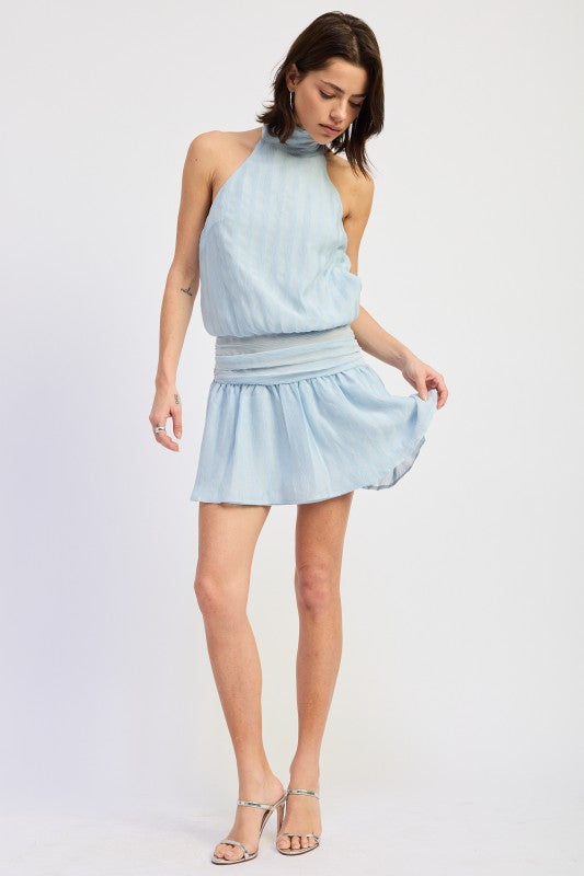 Bluest Flame Halter Mini Dress