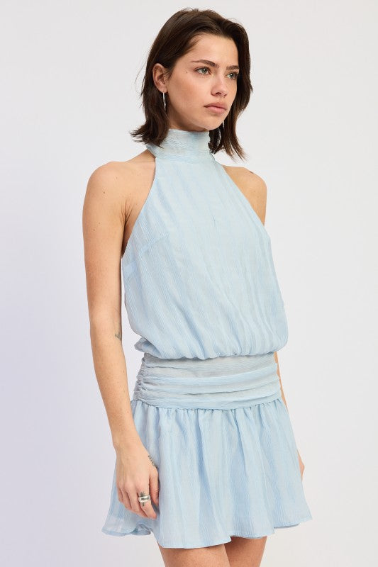 Bluest Flame Halter Mini Dress