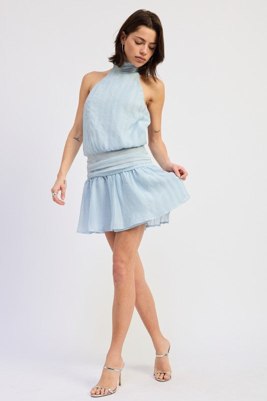 Bluest Flame Halter Mini Dress