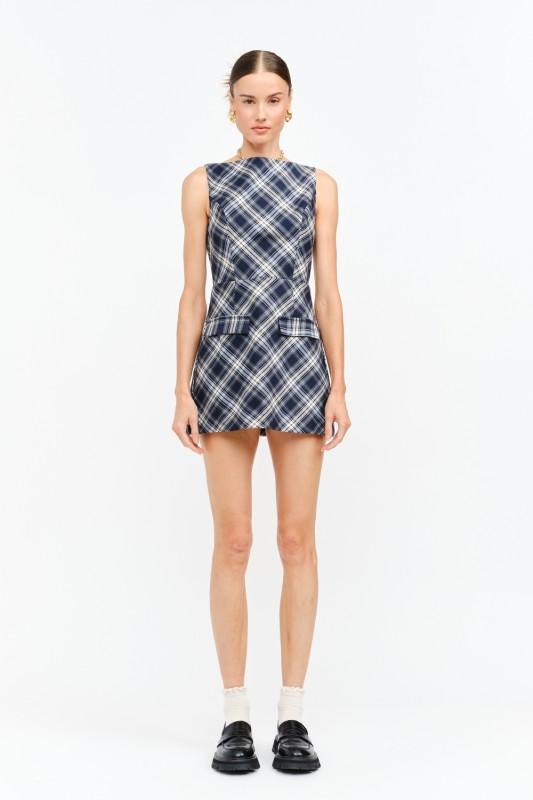 Let Me Love You Plaid Dress Navy / Small